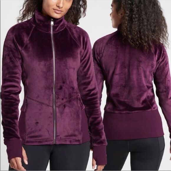 ATHLETA Cloud Fleece Jacket Maroon Size Small - Picture 1 of 11